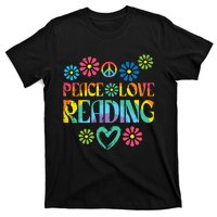 Peace Love Reading Tie Dye Book Lover Bookworm Librarian T-Shirt