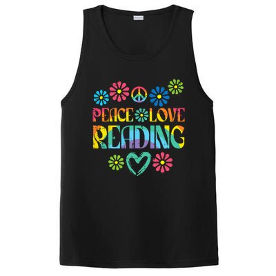 Peace Love Reading Tie Dye Book Lover Bookworm Librarian PosiCharge Competitor Tank