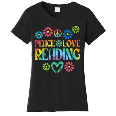 Peace Love Reading Tie Dye Book Lover Bookworm Librarian Women's T-Shirt