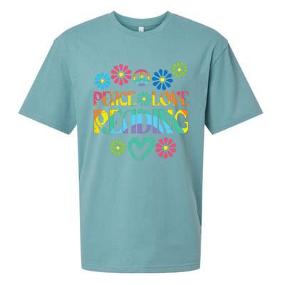 Peace Love Reading Tie Dye Book Lover Bookworm Librarian Sueded Cloud Jersey T-Shirt