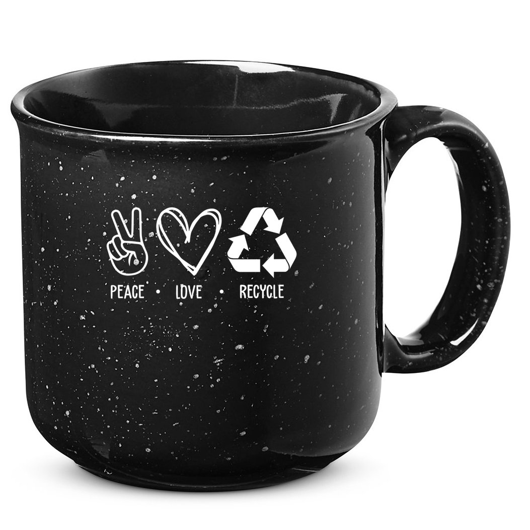 Peace Love Recycle Earth Day 15oz Campfire Ceramic Mug