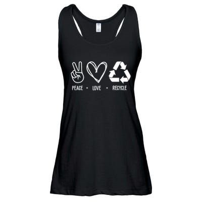 Peace Love Recycle Earth Day Ladies Essential Flowy Tank
