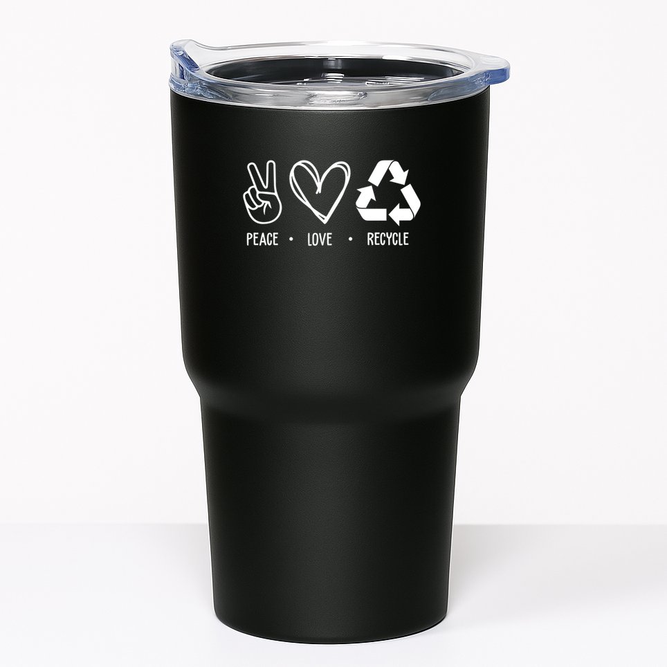 Peace Love Recycle Earth Day Tumbler