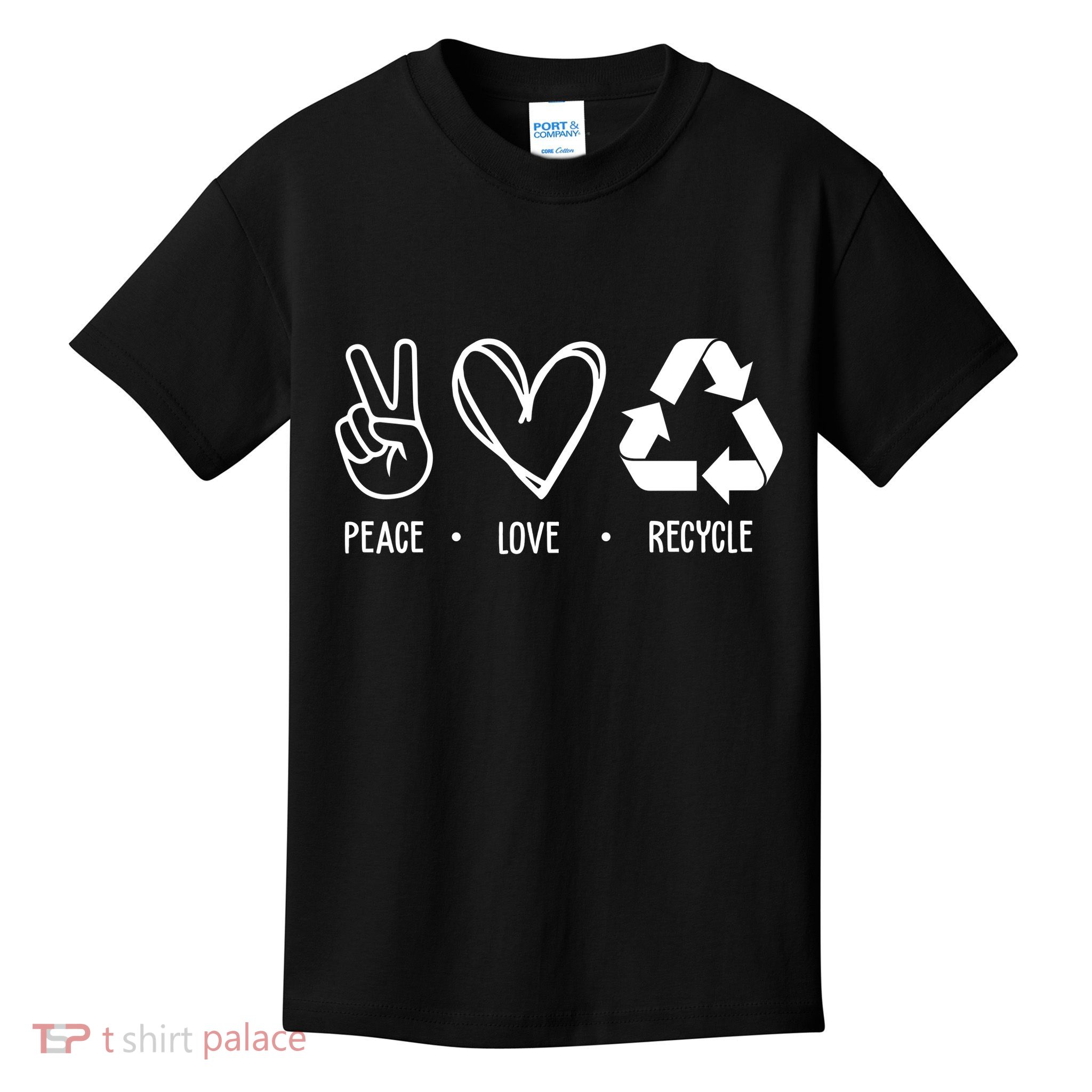 Peace Love Recycle Earth Day Kids T-Shirt