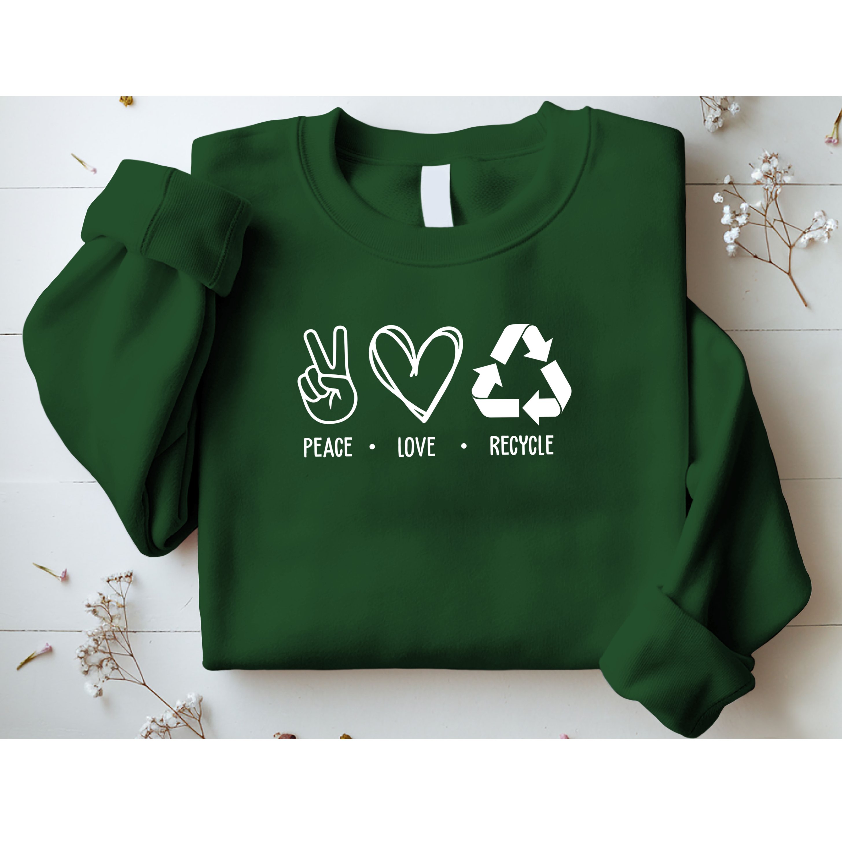 Peace Love Recycle Earth Day Sweatshirt