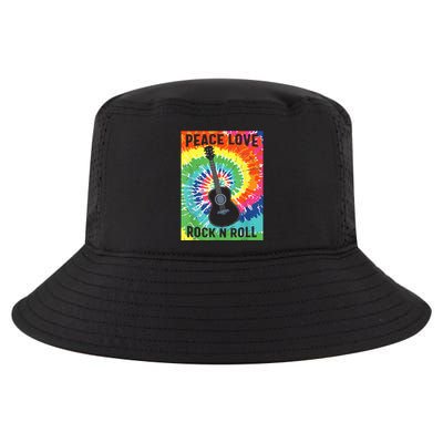 Peace Love Rock N Roll Tie Dye Hippie Guitar Music Retro Cool Comfort Performance Bucket Hat