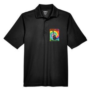 Peace Love Rock N Roll Tie Dye Hippie Guitar Music Retro Men's Origin Performance Pique Polo