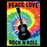 Peace Love Rock N Roll Tie Dye Hippie Guitar Music Retro Cooling Performance Crew T-Shirt