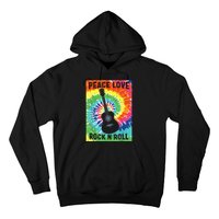 Peace Love Rock N Roll Tie Dye Hippie Guitar Music Retro Hoodie