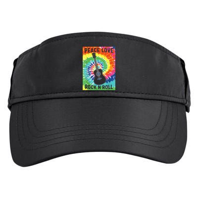 Peace Love Rock N Roll Tie Dye Hippie Guitar Music Retro Adult Drive Performance Visor