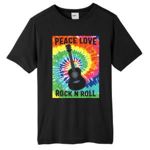 Peace Love Rock N Roll Tie Dye Hippie Guitar Music Retro Tall Fusion ChromaSoft Performance T-Shirt