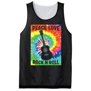 Peace Love Rock N Roll Tie Dye Hippie Guitar Music Retro Mesh Reversible Basketball Jersey Tank