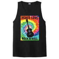 Peace Love Rock N Roll Tie Dye Hippie Guitar Music Retro PosiCharge Competitor Tank