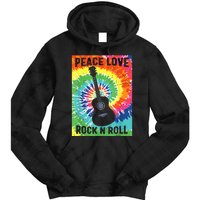 Peace Love Rock N Roll Tie Dye Hippie Guitar Music Retro Tie Dye Hoodie