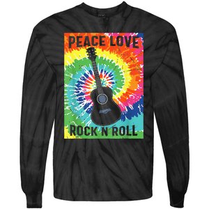 Peace Love Rock N Roll Tie Dye Hippie Guitar Music Retro Tie-Dye Long Sleeve Shirt