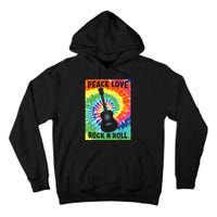 Peace Love Rock N Roll Tie Dye Hippie Guitar Music Retro Tall Hoodie