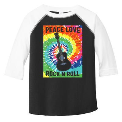 Peace Love Rock N Roll Tie Dye Hippie Guitar Music Retro Toddler Fine Jersey T-Shirt