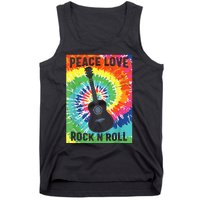 Peace Love Rock N Roll Tie Dye Hippie Guitar Music Retro Tank Top