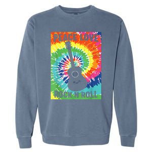 Peace Love Rock N Roll Tie Dye Hippie Guitar Music Retro Garment-Dyed Sweatshirt