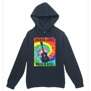 Peace Love Rock N Roll Tie Dye Hippie Guitar Music Retro Urban Pullover Hoodie