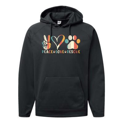 Peace Love Rescue Animals Vintage Performance Fleece Hoodie