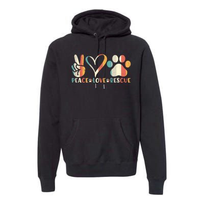 Peace Love Rescue Animals Vintage Premium Hoodie