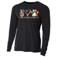 Peace Love Rescue Animals Vintage Cooling Performance Long Sleeve Crew