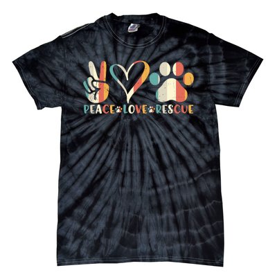 Peace Love Rescue Animals Vintage Tie-Dye T-Shirt