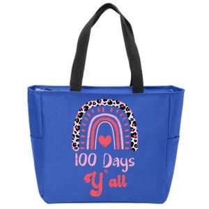 Pink Leopard Rainbow 100 Days Yall 100th Day School Teacher Gift Zip Tote Bag