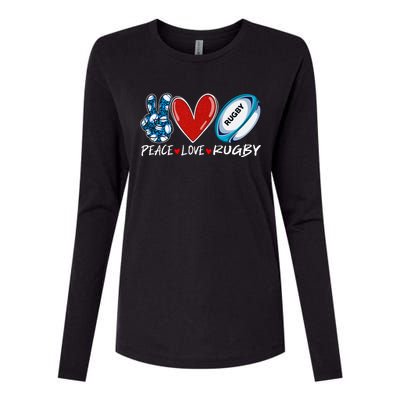 Peace Love Rugby Game Day Outfit Leopard Mother's Day Gift Womens Cotton Relaxed Long Sleeve T-Shirt