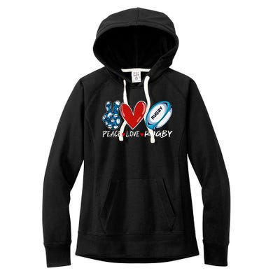 Peace Love Rugby Game Day Outfit Leopard Mother's Day Gift Women's Fleece Hoodie