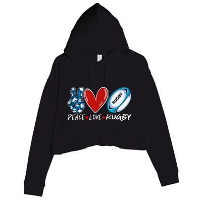 Peace Love Rugby Game Day Outfit Leopard Mother's Day Gift Crop Fleece Hoodie