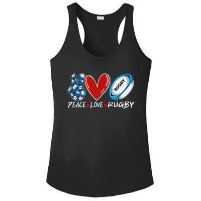 Peace Love Rugby Game Day Outfit Leopard Mother's Day Gift Ladies PosiCharge Competitor Racerback Tank