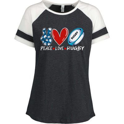 Peace Love Rugby Game Day Outfit Leopard Mother's Day Gift Enza Ladies Jersey Colorblock Tee