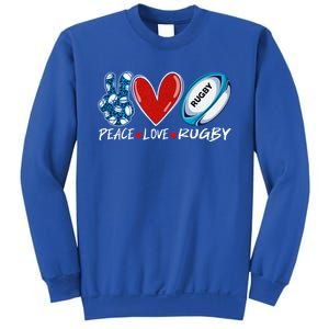 Peace Love Rugby Game Day Outfit Leopard Mother's Day Gift Sweatshirt