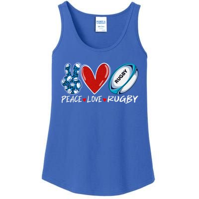 Peace Love Rugby Game Day Outfit Leopard Mother's Day Gift Ladies Essential Tank