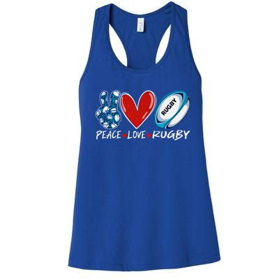 Peace Love Rugby Game Day Outfit Leopard Mother's Day Gift Women's Racerback Tank