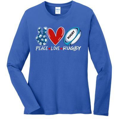 Peace Love Rugby Game Day Outfit Leopard Mother's Day Gift Ladies Long Sleeve Shirt