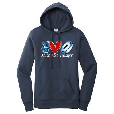 Peace Love Rugby Game Day Outfit Leopard Mother's Day Gift Women's Pullover Hoodie