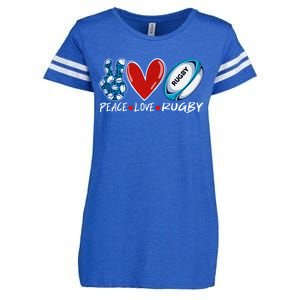 Peace Love Rugby Game Day Outfit Leopard Mother's Day Gift Enza Ladies Jersey Football T-Shirt