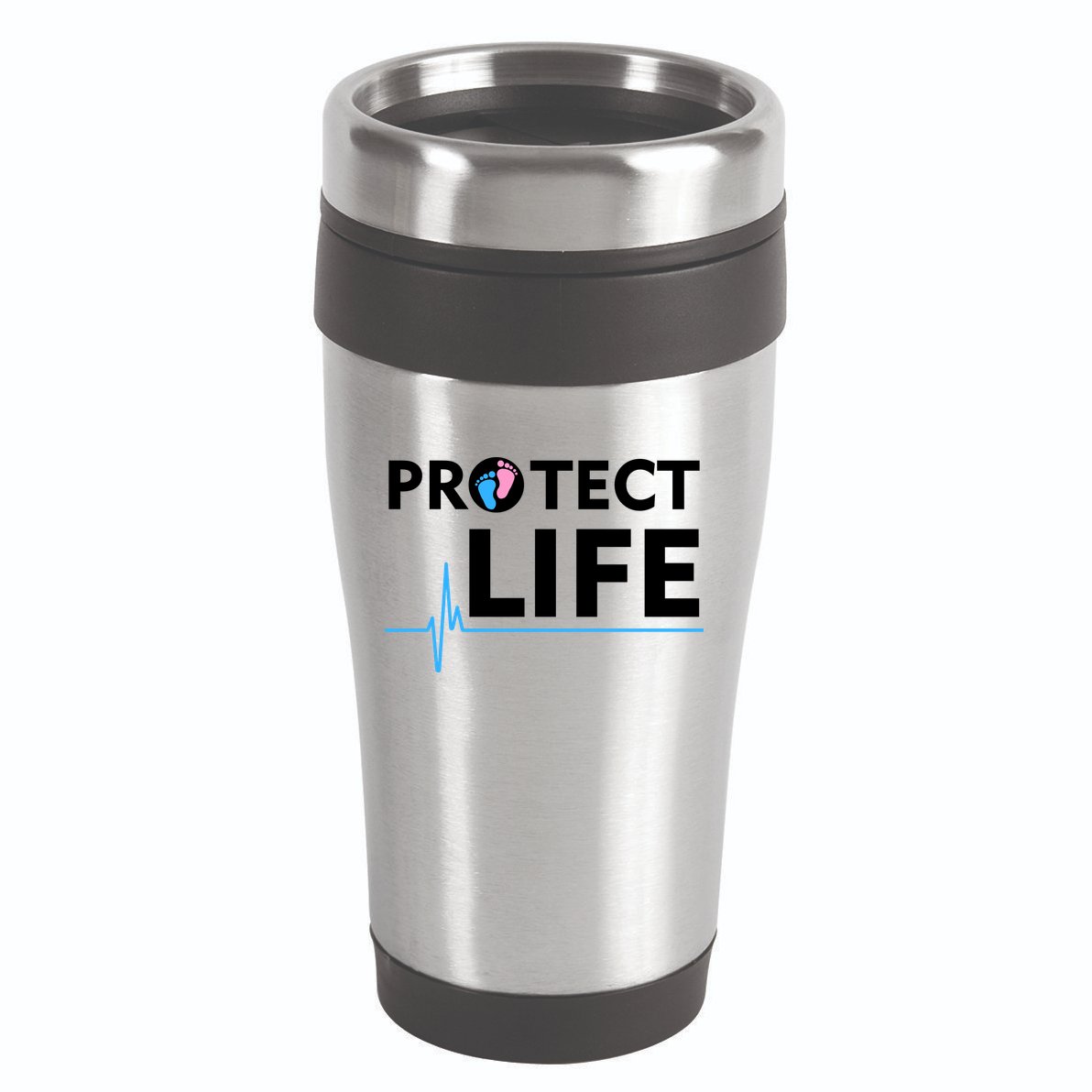 Protect Life Ribbon Pregnancy Infant Loss Awareness Stop Abortion 16oz Travel Tumbler