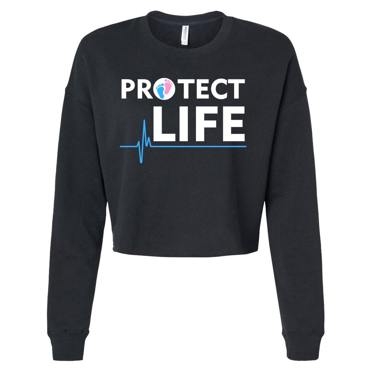 Protect Life Ribbon Pregnancy Infant Loss Awareness Stop Abortion Cropped Pullover Crew