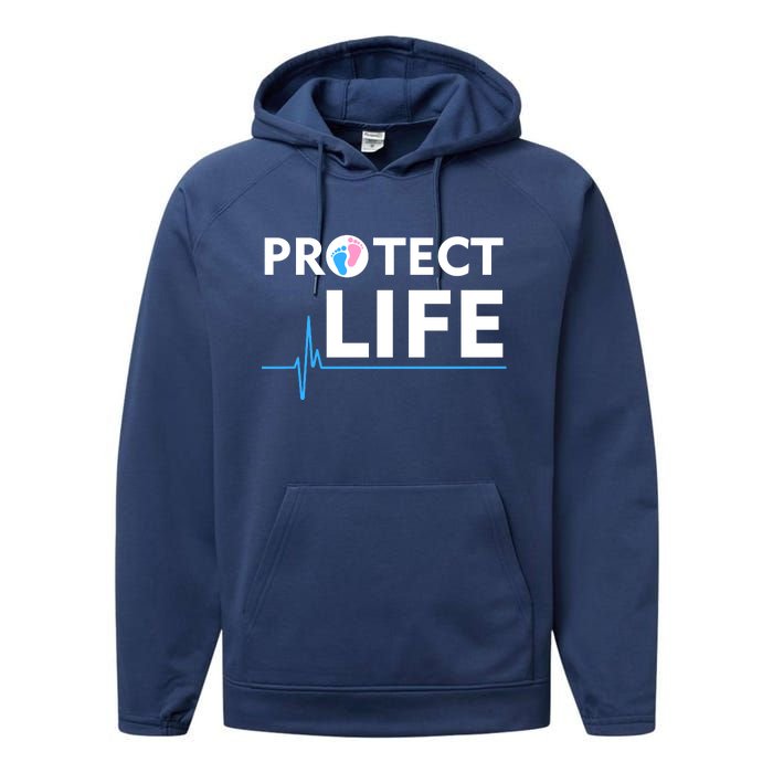 Protect Life Ribbon Pregnancy Infant Loss Awareness Stop Abortion Performance Fleece Hoodie