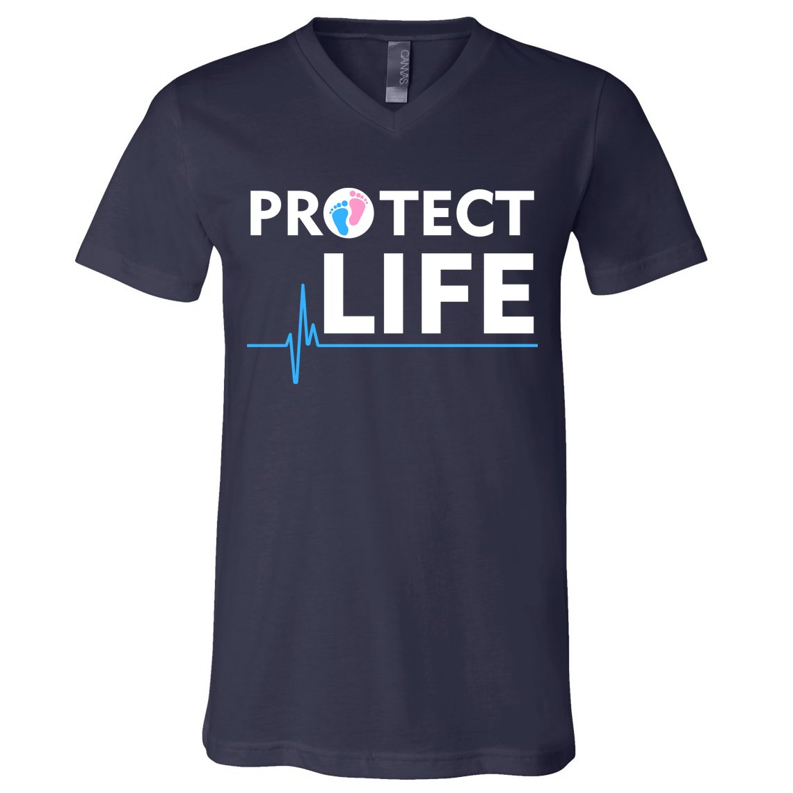 Protect Life Ribbon Pregnancy Infant Loss Awareness Stop Abortion V-Neck T-Shirt
