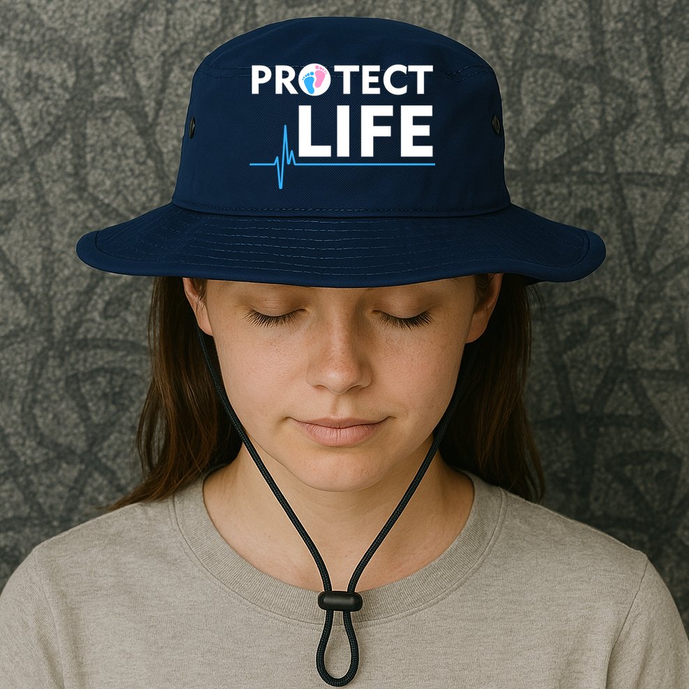 Protect Life Ribbon Pregnancy Infant Loss Awareness Stop Abortion Bucket Hat