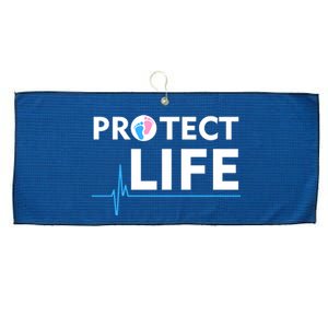 Protect Life Ribbon Pregnancy Infant Loss Awareness Stop Abortion Large Microfiber Waffle Golf Towel