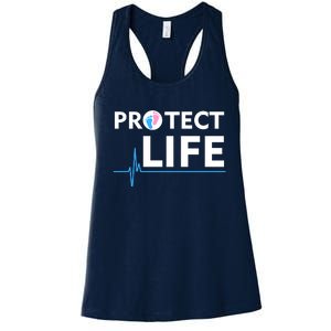 Protect Life Ribbon Pregnancy Infant Loss Awareness Stop Abortion Women's Racerback Tank