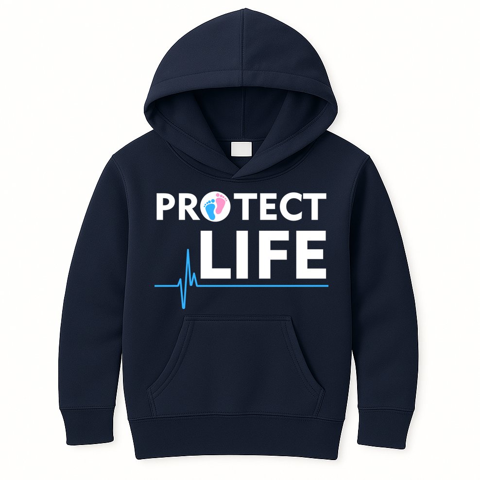 Protect Life Ribbon Pregnancy Infant Loss Awareness Stop Abortion Kids Hoodie