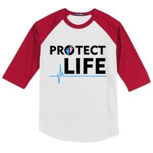 Protect Life Ribbon Pregnancy Infant Loss Awareness Stop Abortion Kids Colorblock Raglan Jersey