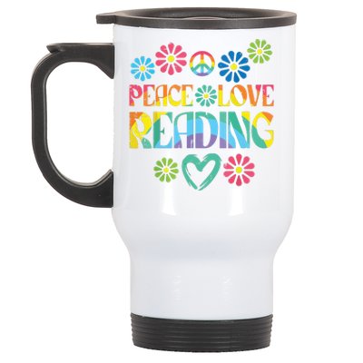 Peace Love Reading Lover Bookworm Librarian Stainless Steel Travel Mug